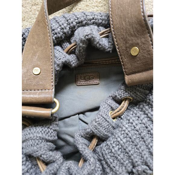 Ugg Australia Gray Sweater Knit Wool Blend Drawstring Shoulder Bucket Bag - Picture 6 of 10